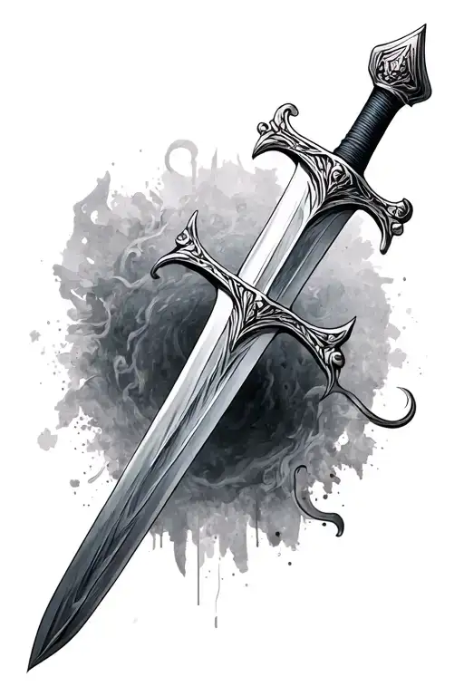 Medieval sword tattoo design idea