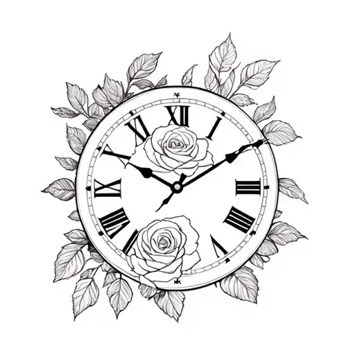 Roses, Clock, Elina 24 10 2025 tattoo design idea