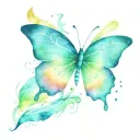 butterfly with wings made of aurora borealis swirling away from the butterfly tattoo design idea