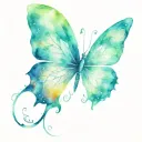 butterfly with wings made of aurora borealis swirling away from the butterfly tattoo design idea