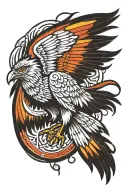 Native American culture flaming hawk spreading its wings tattoo design idea