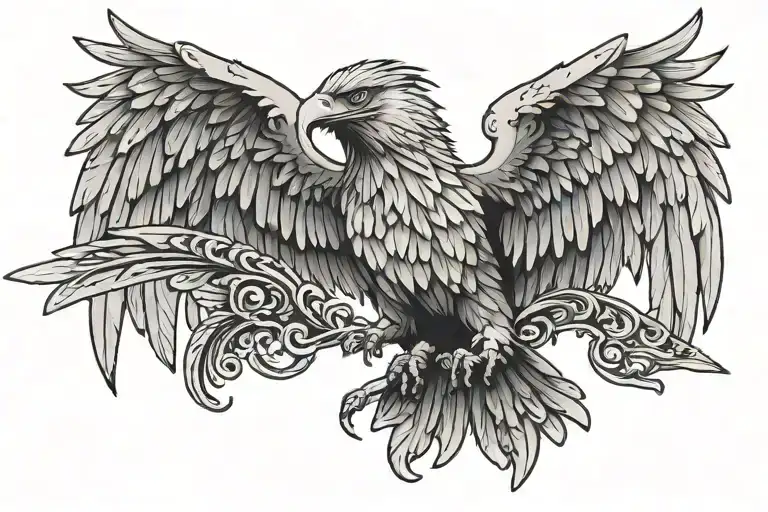 letter VK with eagle wings flying tattoo design idea