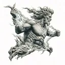Zeus holding a lightning tattoo design idea