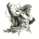 Zeus holding a lightning tattoo design idea