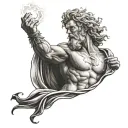 Zeus holding a lightning tattoo design idea
