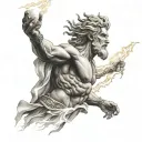 Zeus holding a lightning tattoo design idea
