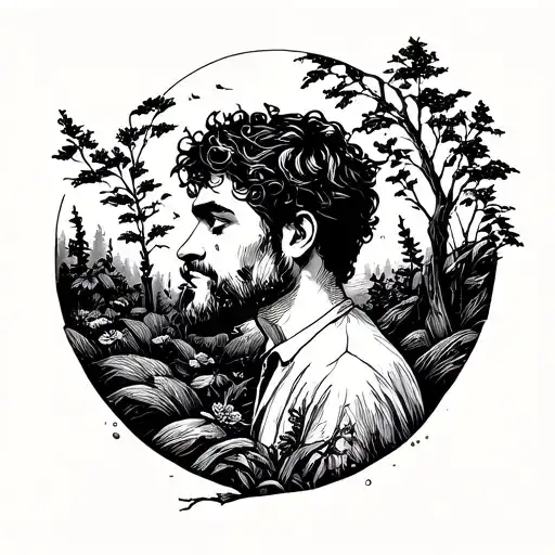 nature/ lonely man tattoo design idea