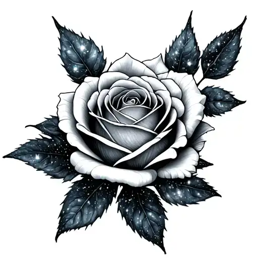 rose made of tiny galaxies tattoo design idea