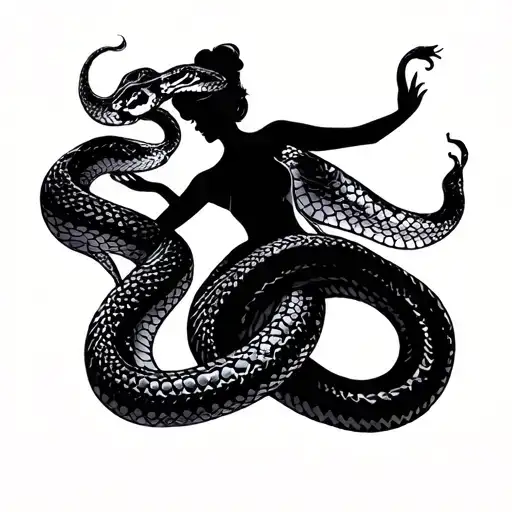 Spanish flamenco dancer with snake tattoo design idea