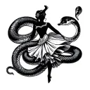 Spanish flamenco dancer with snake tattoo design idea