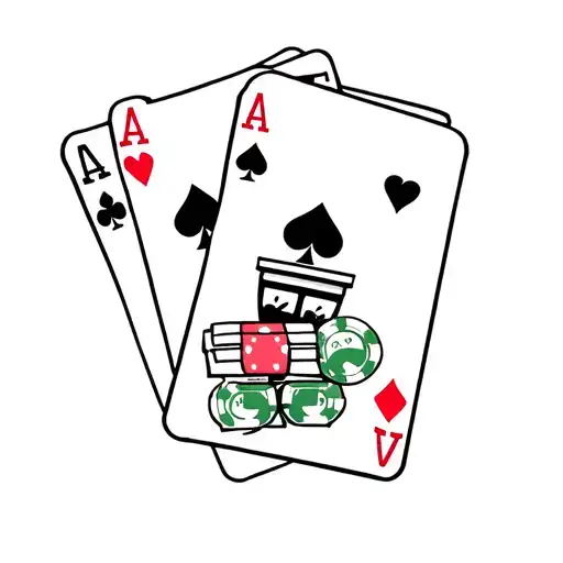 gambling themed with slot machine and money and chips tattoo design idea