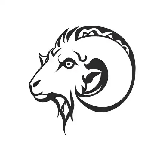 Celtic ornate straight profile ram's head tattoo design idea