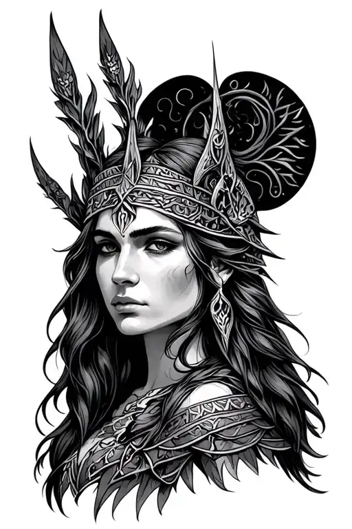 Freya Nordic goddess tattoo design idea