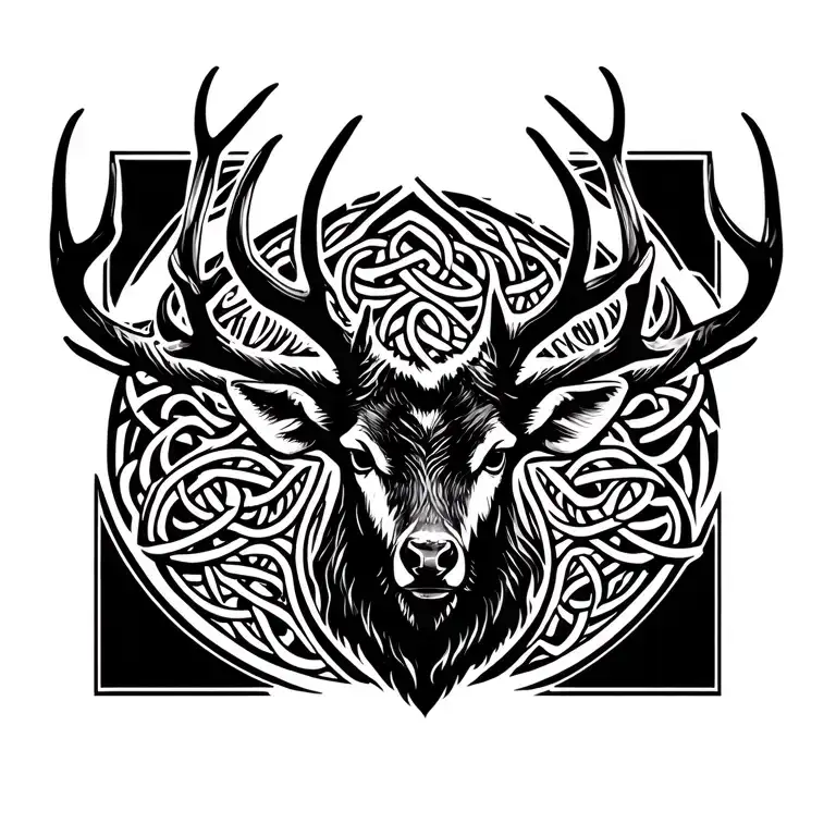 Celtic Stag head tattoo design idea