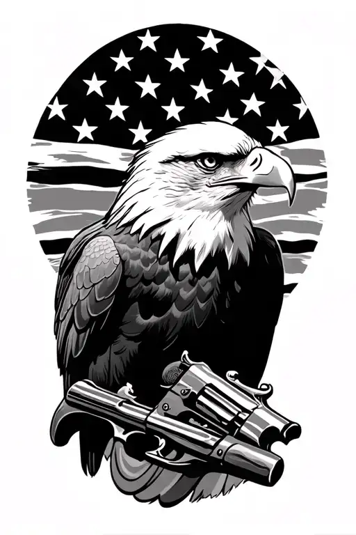 PATRIOTIC EAGLE 2ND AMENDMENT CIVIL WAR tattoo design idea