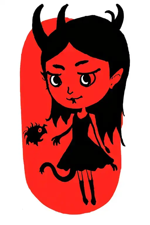 black devil girl with dragon  tattoo design idea