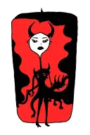 black devil girl with dragon  tattoo design idea