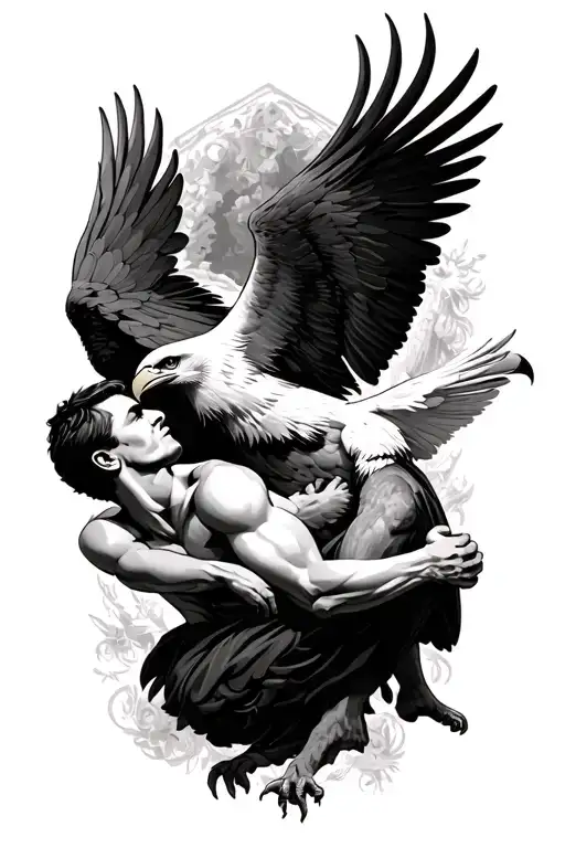 eagle carrying a human man tattoo design idea