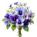violets flower bouquet, lesbians tattoo design idea