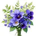 violets flower bouquet, lesbians tattoo design idea