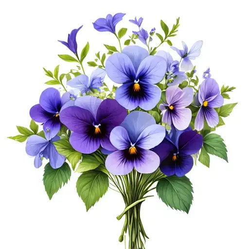 violets flower bouquet, lesbians tattoo design idea