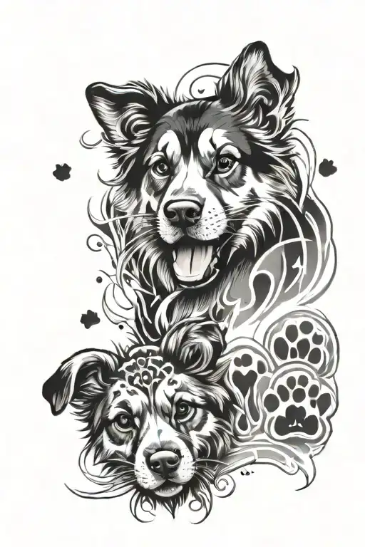 Only paw prints with halos tattoo design idea