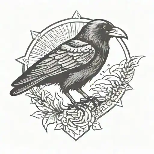 a raven tattoo design idea