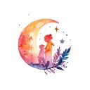 mother with two sons, but make it about Mother Nature. I like moons, starts. my two sons nicknames are Bear and cookie.  tattoo design idea
