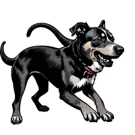 A dog who bites his tail tattoo design idea