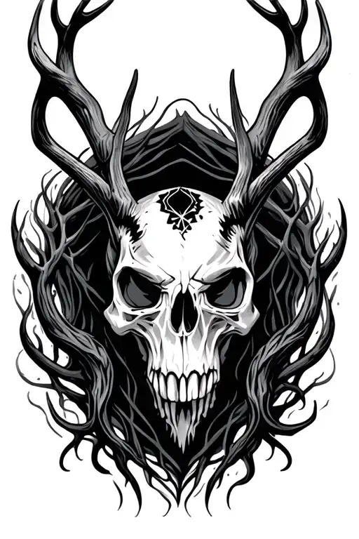 wendigo skull tattoo design idea
