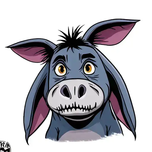 eeyore, horror with dead eyes tattoo design idea