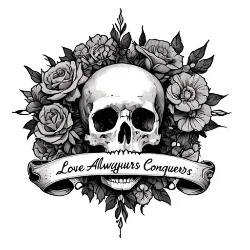 Love Always Conquers, Death Always Collects tattoo design idea
