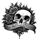 Love Always Conquers, Death Always Collects tattoo design idea