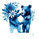 mama bear and baby bear with lilies and roses tattoo design idea