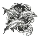 dolphins swimming in an infinity symbol paytern tattoo design idea