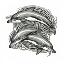dolphins swimming in an infinity symbol paytern tattoo design idea