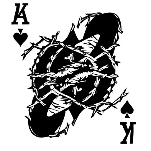 Ace of hearts playing card with barbed wire border tattoo design idea