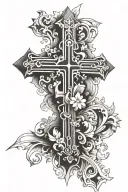 cross with G>^V tattoo design idea