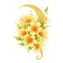 witchy moon and flowers intertwined vines tattoo design idea