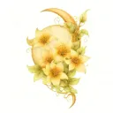 witchy moon and flowers intertwined vines tattoo design idea