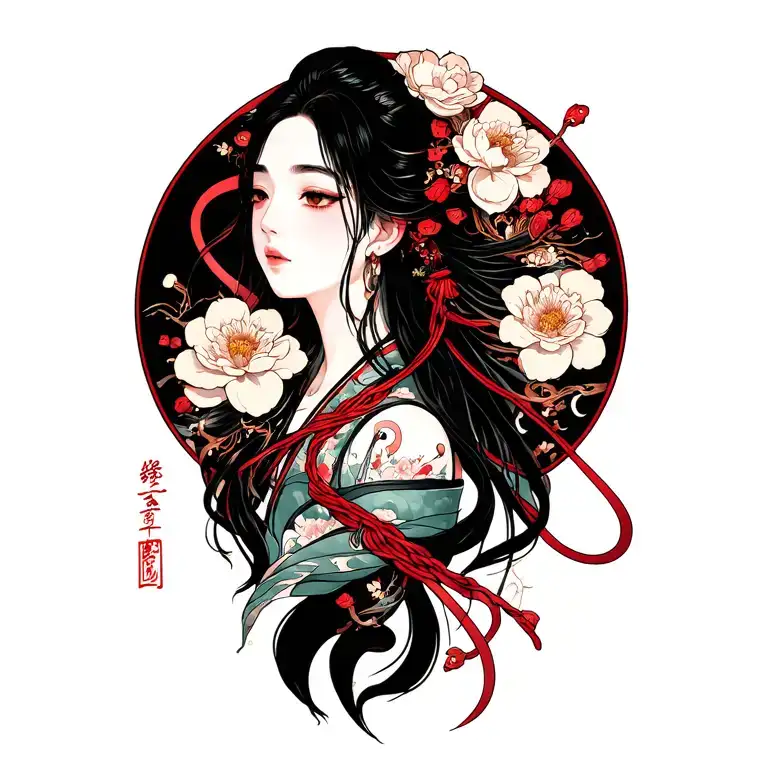 red string of fate tattoo design idea