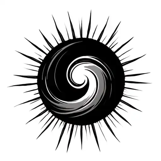 swirling sun rays shining tattoo design idea