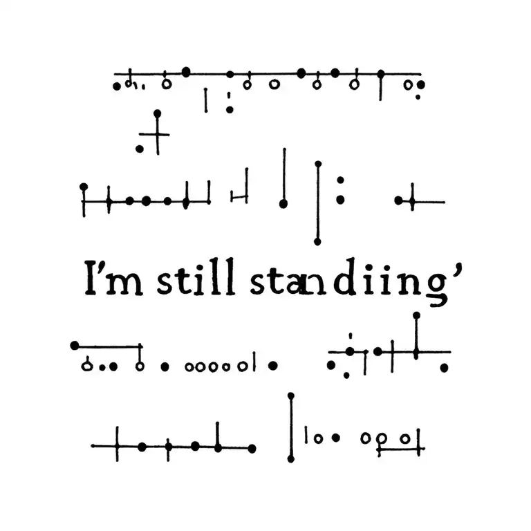 "I'm still standing" morse code written tattoo design idea