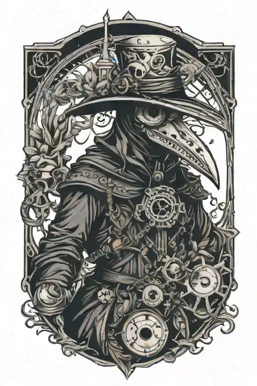 plague doctor full body tattoo design idea