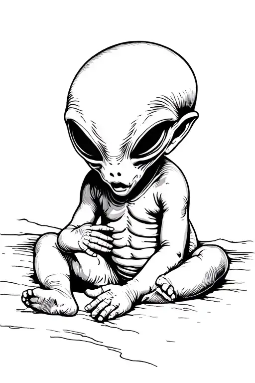 Horror Alien Creepy Baby tattoo design idea
