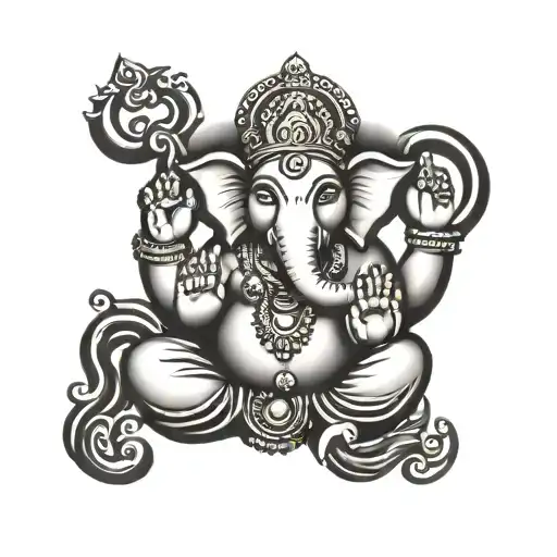 ganpati and om tattoo design idea