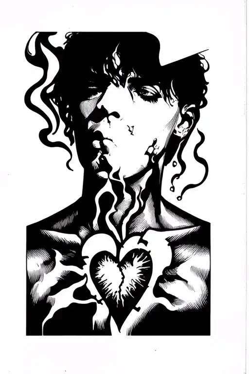 broken heart neck ta smoking effect with 1998 on it tattoo design idea
