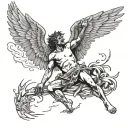 Icarus falling from the sky tattoo design idea