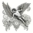 Icarus falling from the sky tattoo design idea