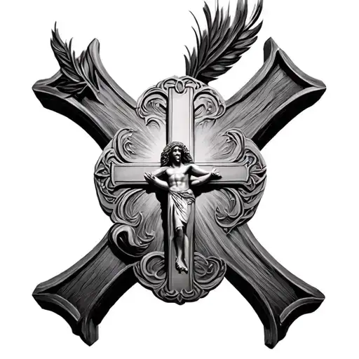 cross tattoo 3d with god tattoo  tattoo design idea